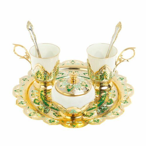 Чайный набор Кубачинские узоры с зеленой эмалью Златоуст 127676 98100₽