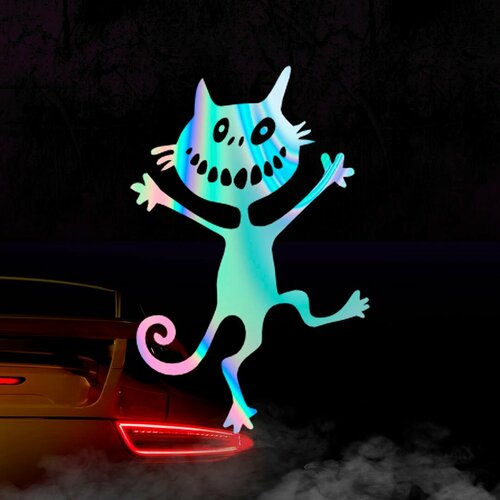 Наклейка Гуляющий кот голографическая 400₽