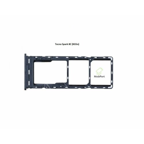 Держатель сим-карты, для Tecno Spark 8C (KG5n), чёрный, металл, пластик
