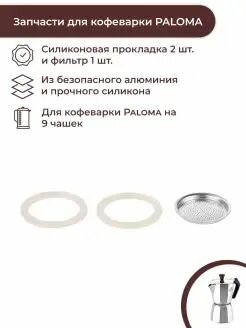 фото Фильтр для гейзерной кофеварки TESCOMA PALOMA 9 чашек + силиконовые прокладки 2 шт.