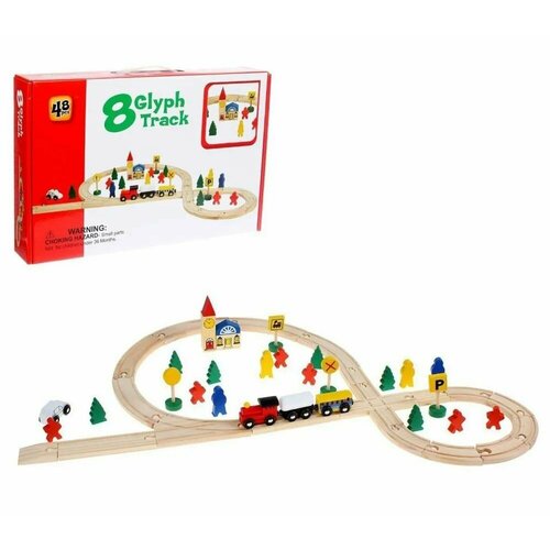 Железная дорога для малышей деревянная 48 деталей 3600₽