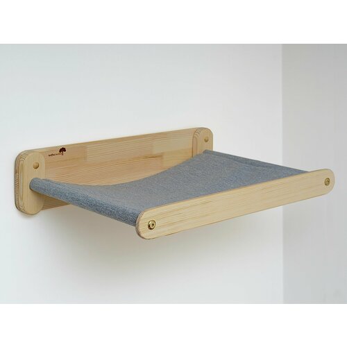 Гамак настенный лежанка для кошек массив дерева серый