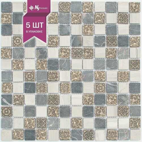 Изображение товара Мозаика из мрамора NSmosaic K-736, серая матовая, 298х298 мм, упаковка 5 шт