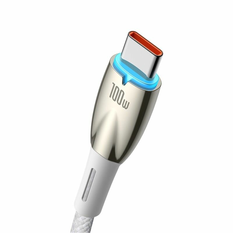 Кабель для быстрой зарядки Baseus Glimmer Series USB на Type-c 100 Вт 1 м Белый — фото 1