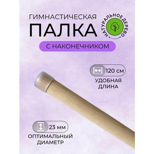 Палка гимнастическая бодибар деревянная с наконечником 120 см 350₽