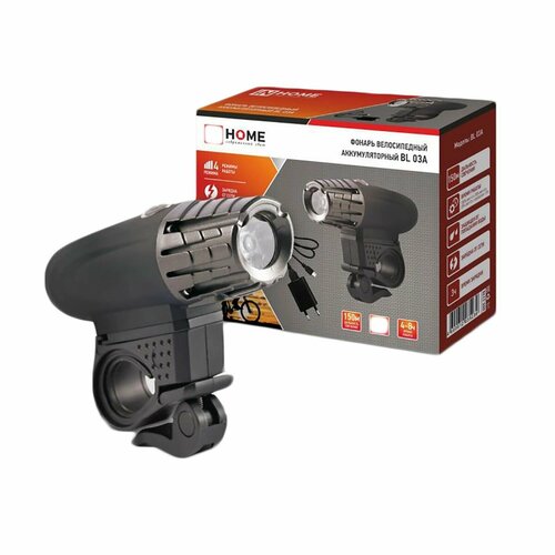 Фонарь велосипедный аккумуляторный BL 03А 3W LED 300Lm 4 режима с зу 220В черный 4690612035239 IN HOME 735₽