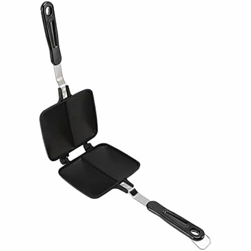 фото Сэндвичница для завтрака, тостер для сэндвичей с антипригарным покрытием, пресс для панини, двухсторонняя форма для выпечки с ручкой для газовой плиты