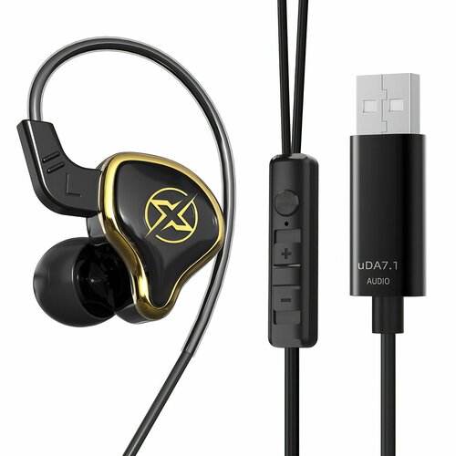 Наушники внутриканальные гарнитура TECH UT-01 USB-A 71 Surrounded Stereo Sound черный 650₽