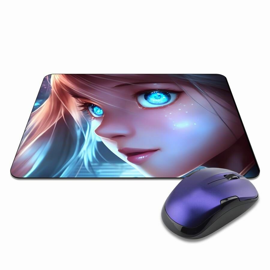 Коврик для мышки Аниме девушка, прорезиненный, влагоотталкивающий, с не стирающимся изображением, 22х18см, толщина 3мм