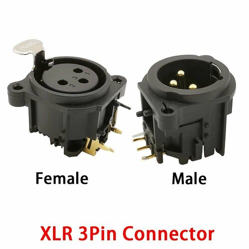 Комплект Гнезд XLR 3pin (мама + папа) Угловой Разъем 3-контактный на корпус и плату под пайку