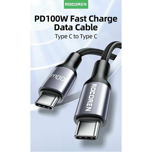 ROCOREN USB Type-C, PD 3.1, 100W, кабель зарядный 0,5м, черный