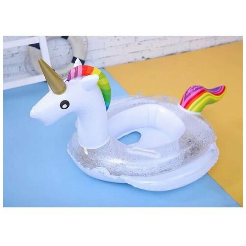 Детский надувной круг Единорог 110см 50кг ПВХ белый SWIM RING 850₽