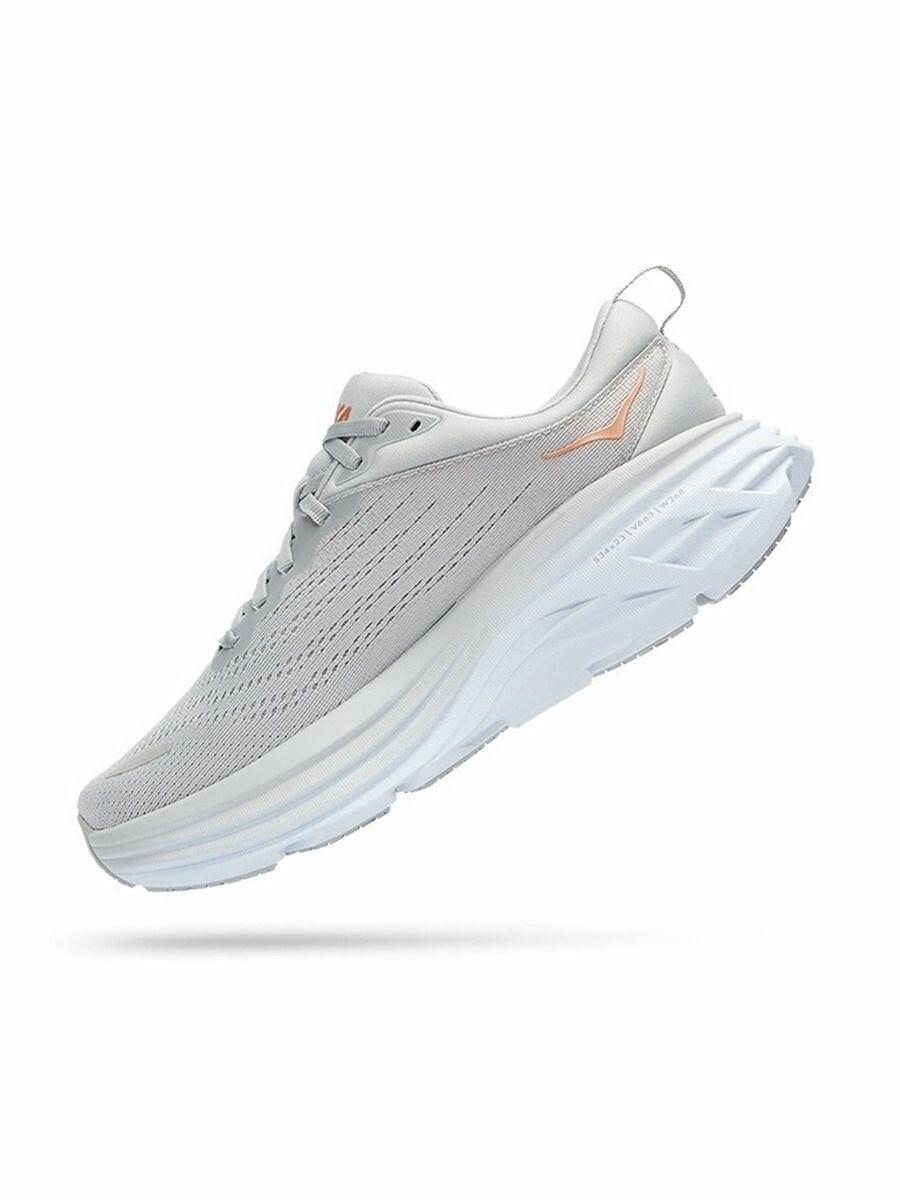 Кроссовки HOKA ONE ONE W BONDI 8 WIDE, размер 37RU / EU38 / US6,5B / JPN23,5, серый — фото 1