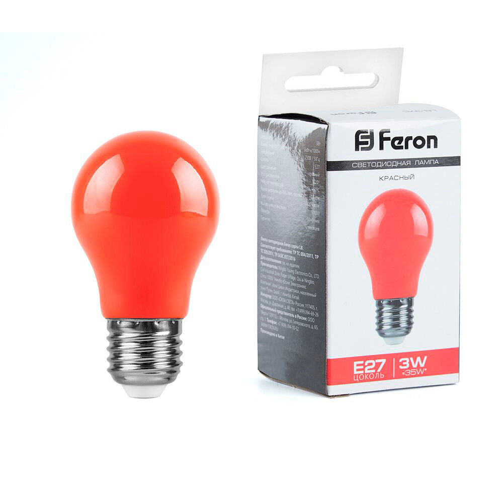 Лампа светодиодная Feron LB-375 E27 3W 230V красный 25924 fr_25924