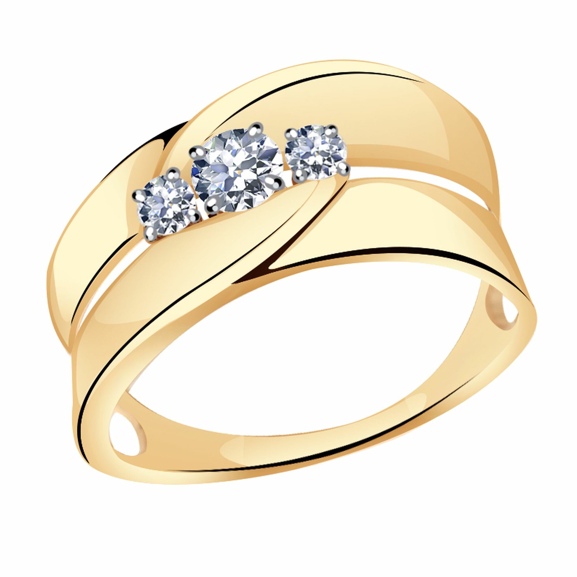 Кольцо Diamant online, красное золото, 585 проба, кристаллы Swarovski