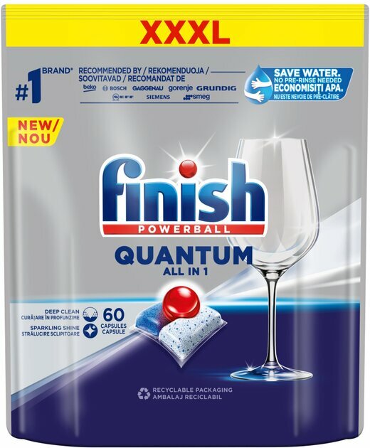 Капсулы для посудомоечных машин Finish Powerball Quantum All in 1 60шт