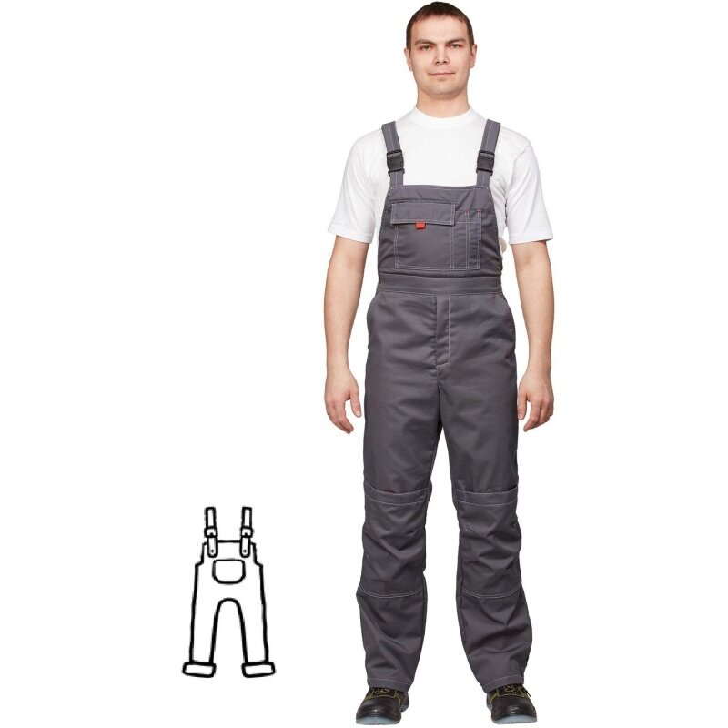 Полукомбинезон рабочий КНР летний мужской л10-ПК темно-серый размер 48-50 рост 170-176 см (л10-ПК муж т-сер/с-сер)