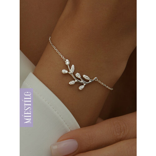 Браслет-цепочка MIESTILO серебро 925 проба родирование фианит длина 21 см серебряный 2092₽