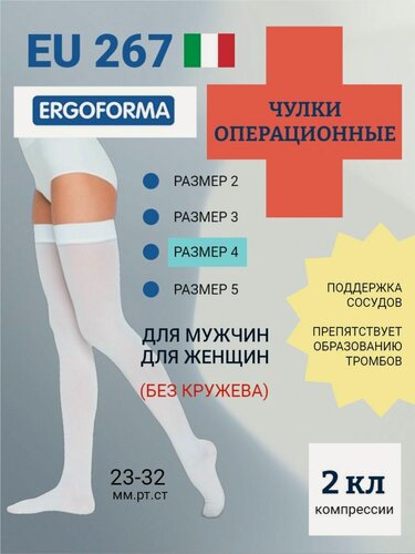 Изображение товара Антиэмболические чулки ERGOFORMA EU-267, 2 класс (размер 4)