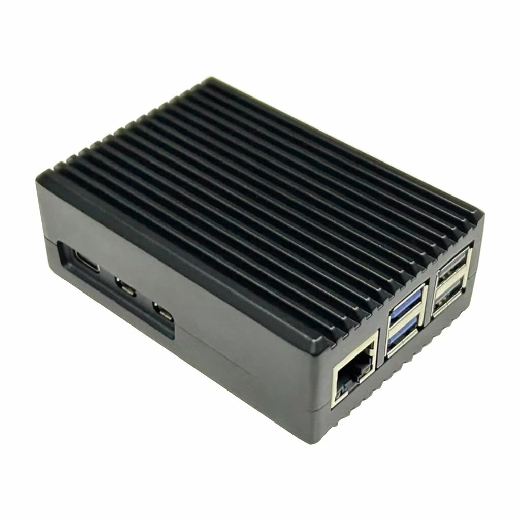 Охлаждение для консоли, Корпус Raspberry Pi 5B черный алюминиевый-черный, 1 комплект