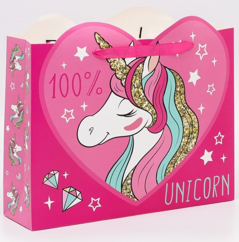 Пакет подарочный "Unicorn dream", Единорог. Минни Маус, 40х31х11,5 см 7153514