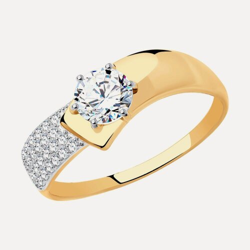 Изображение товара Кольцо, красное золото, 585 проба, фианит