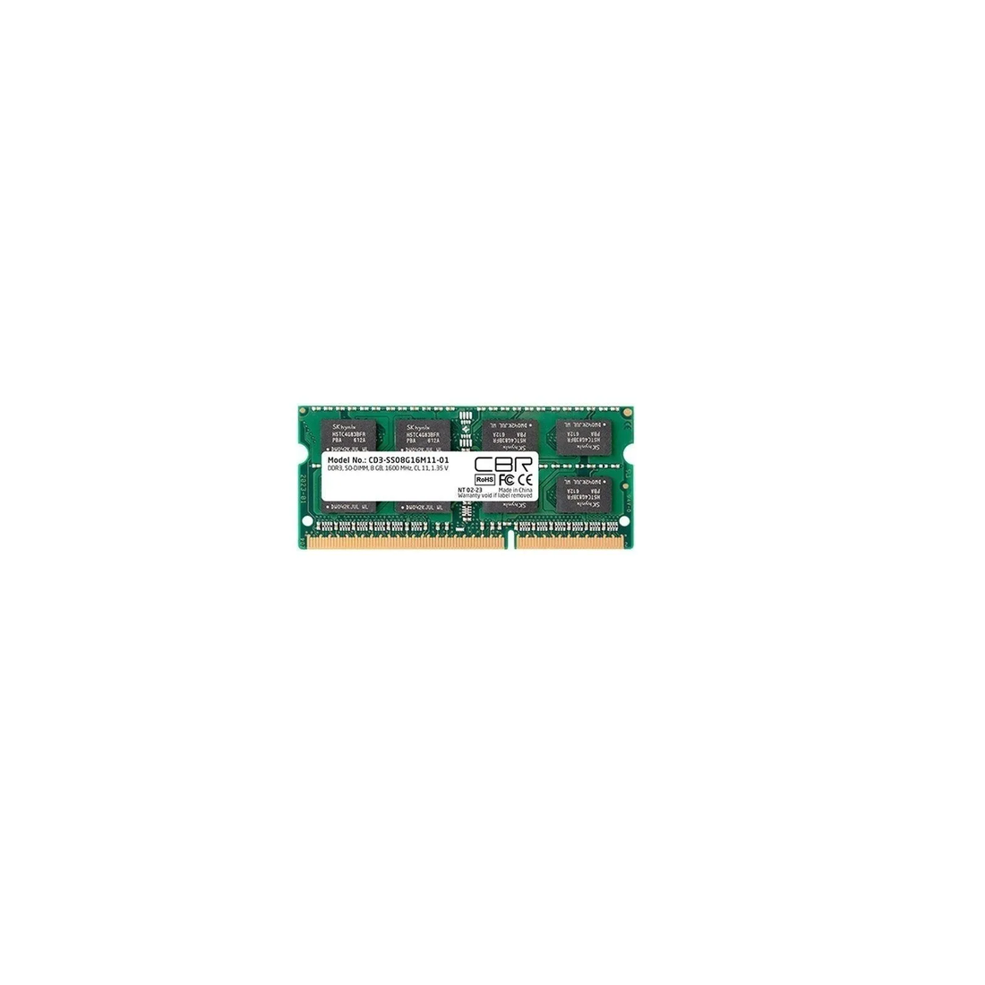 Память SODIMM DDR3 PC3-12800 CBR CD3-SS08G16M11-01, 1х8 Гб, 1.35 В Кол-во модулей: 1, частота: 1600 МГц