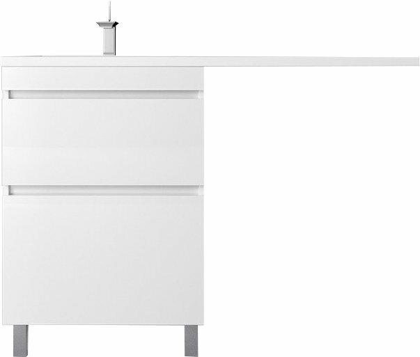 Тумба с раковиной под стиральную машину Style Line Леон 120 напольная, 2 ящика, белая, чаша слева — фото 1