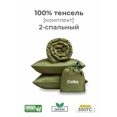 Комплект постельного белья, семейный, 50x70, тенсель, серо-голубой, Coho Home