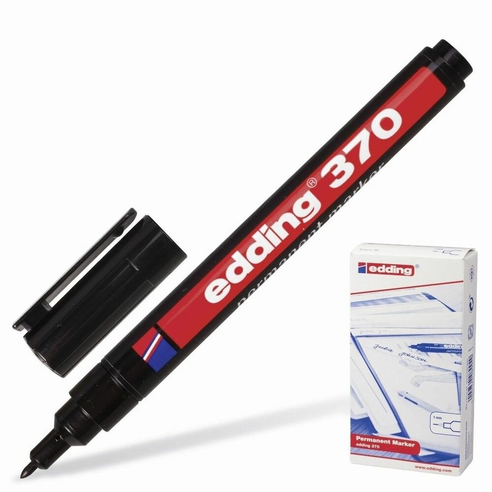Маркер перманентный edding (нестираемый) круглый наконечник, 1 мм, черный (E-370/1)