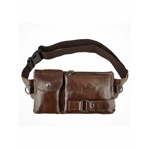 Сумка поясная , фактура гладкая, коричневый