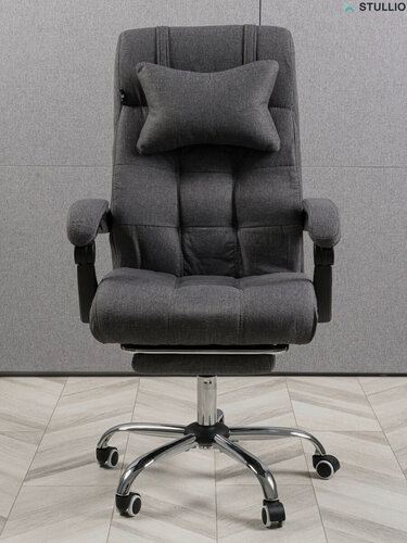 Изображение товара Компьютерное кресло для дома и офиса, с подставкой для ног, из ткани, цвет серый