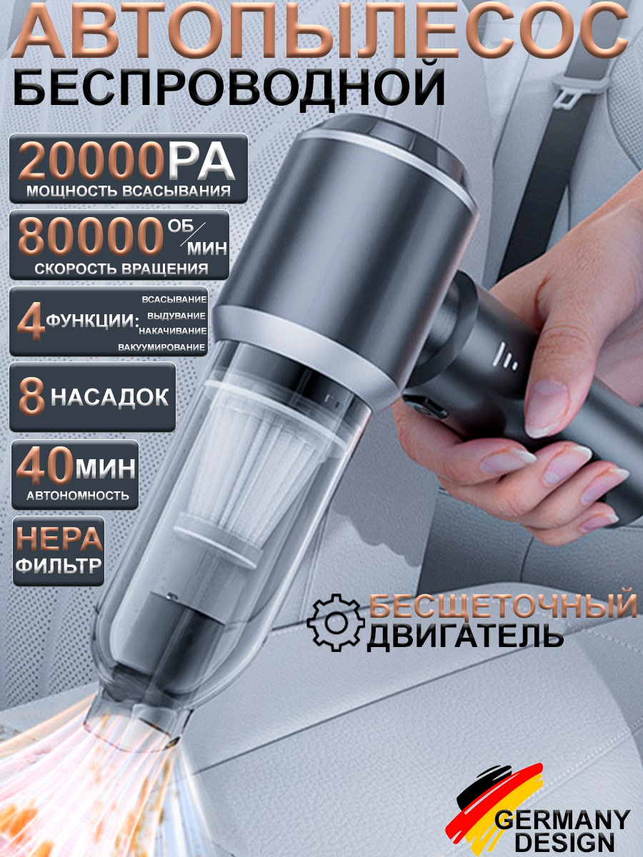 Пылесос для автомобиля беспроводной бесщеточный мощный воздуходувка