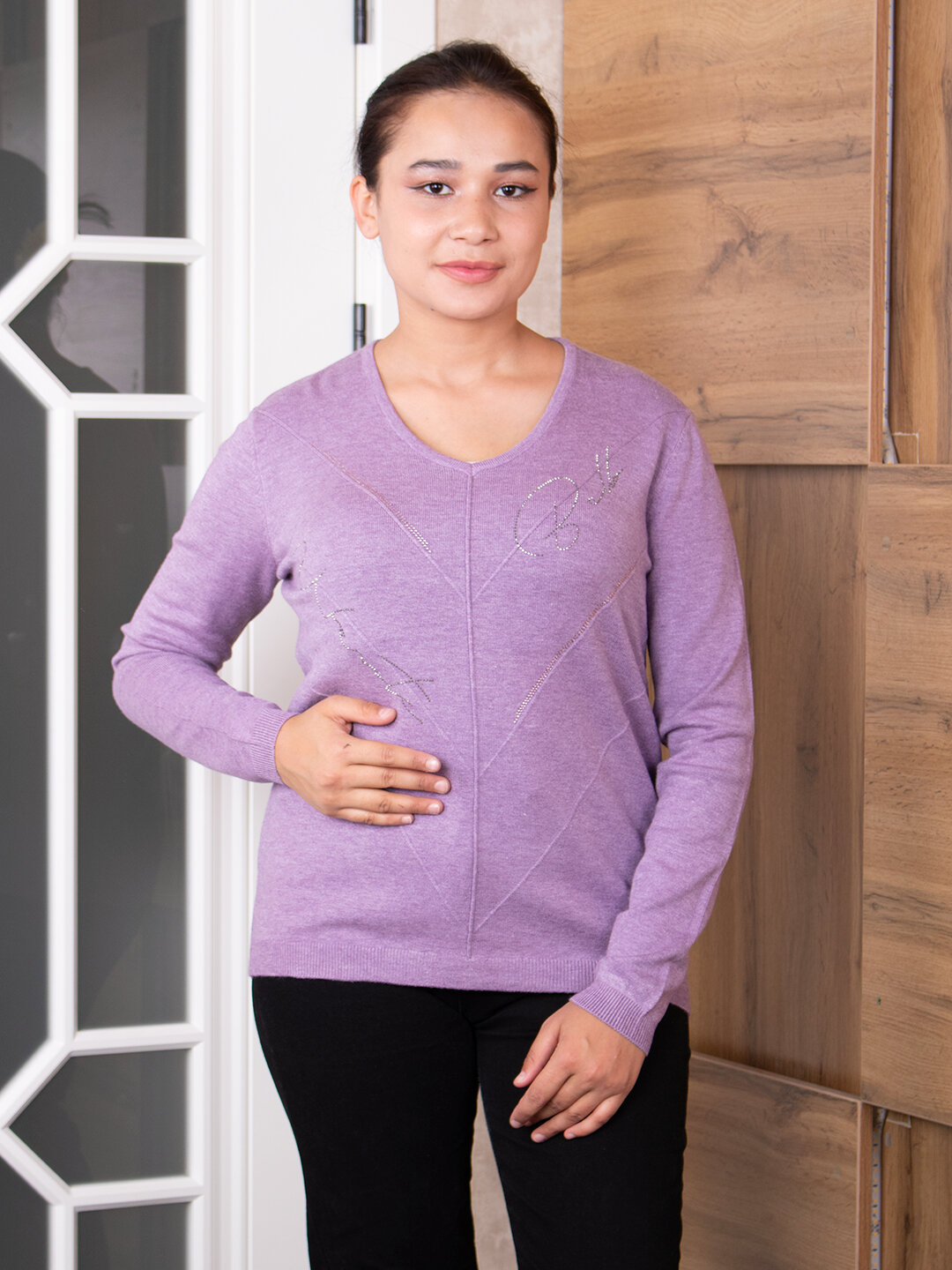 Свитер размер One Size, , сиреневый