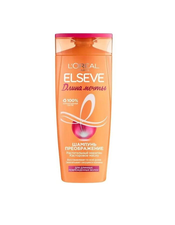 Шампунь L'Oreal Paris Elseve "Длина мечты", для всех типов волос, кератин, 400мл