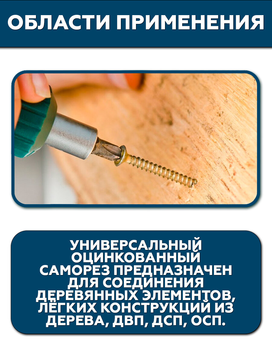 Саморез желтый 6,0х100 мм.(упаковка 100 шт.) по дереву, металлу, пластику, острый, оцинкованное покрытие. Промметиз. — фото 1