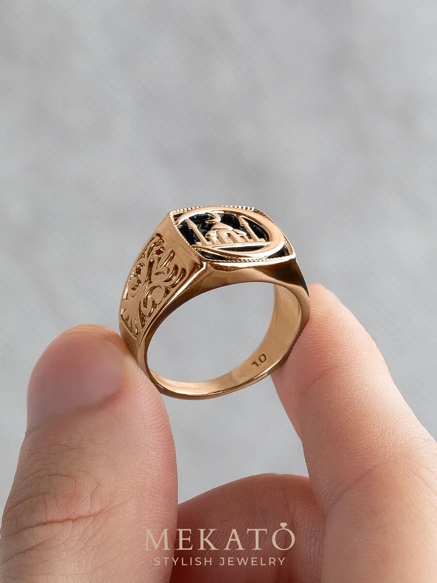 Печатка МЕКАТО, размер 23, золотой, черный — фото 1