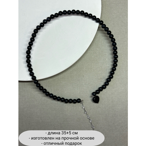 фото Колье sidorina sofia accessories, эпоксидная смола, бисер, акрил, длина 35 см, черный
