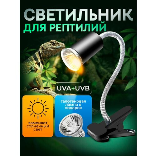 Светильник для террариума на прищепке/ для рептилий/ с ультрафиолетовой лампой