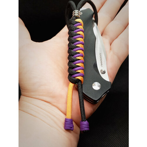 Темляк для ножа AZTEC-GOLD из паракорда, черный/желтый/фиолетовый, 21 см