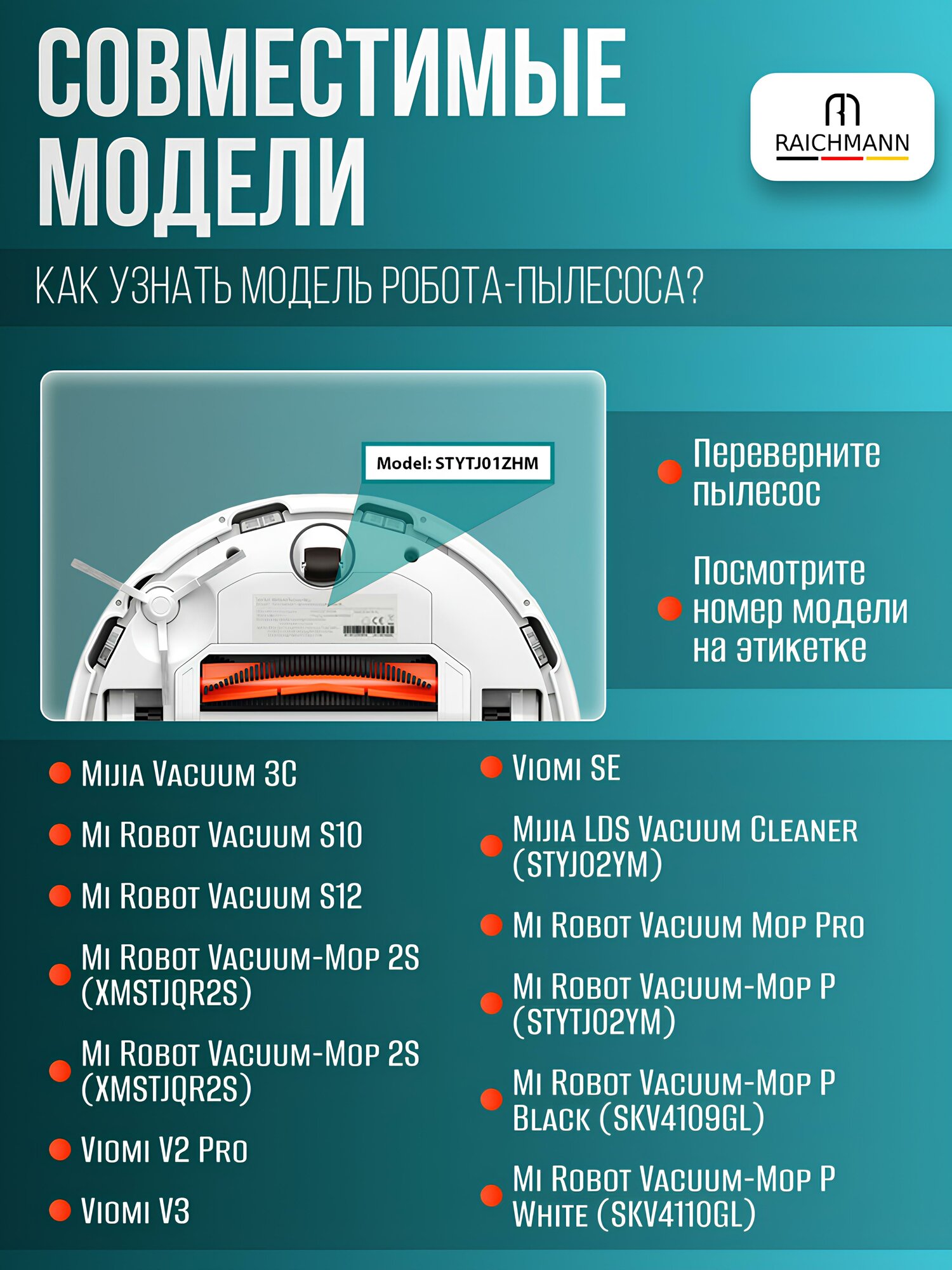 Комплект аксессуаров для робота-пылесоса Mijia Vacuum 3C, S10, S12, LDS, Vacuum Mop P, 2S, Viomi V2 Pro, V3, SE — фото 1
