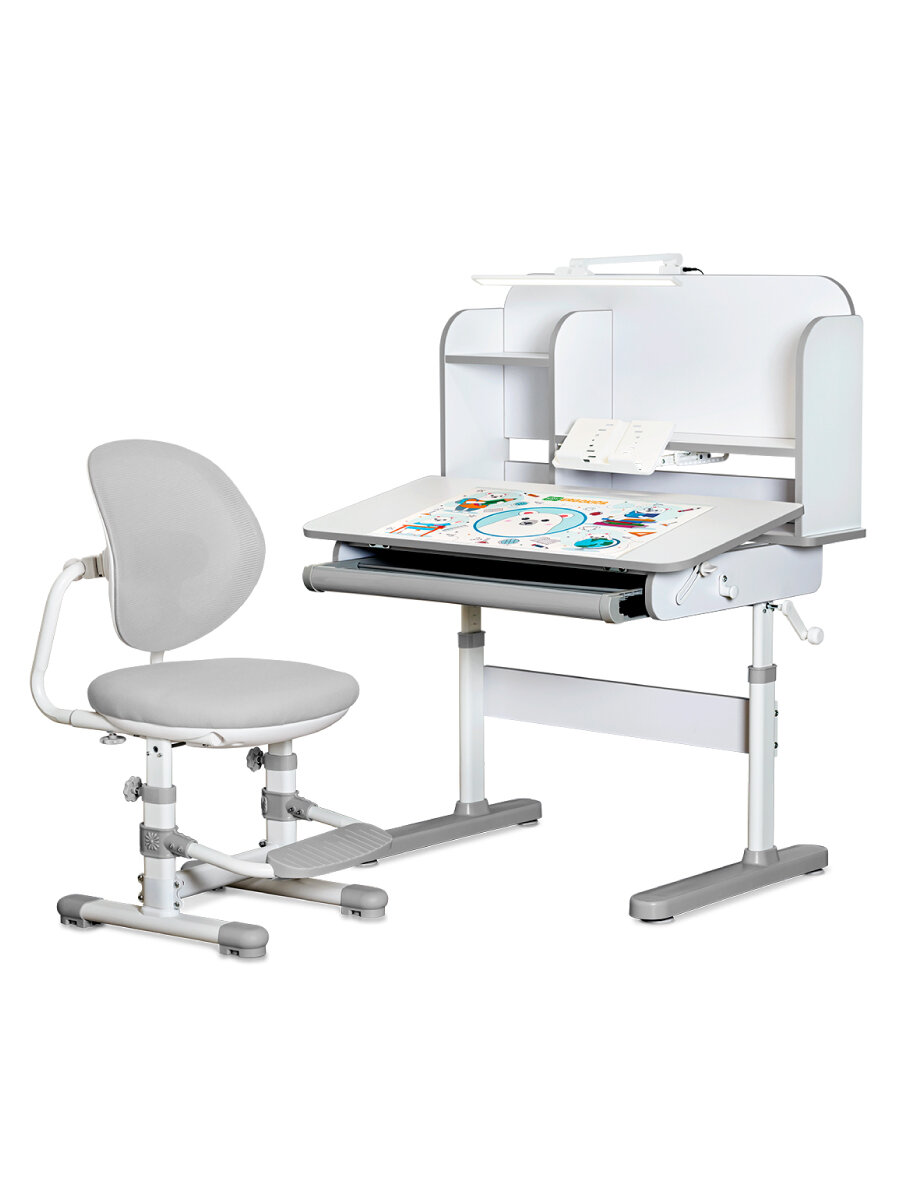Растущий стол парта и стул детский набор Ergokids Umba XL BD-39 серый