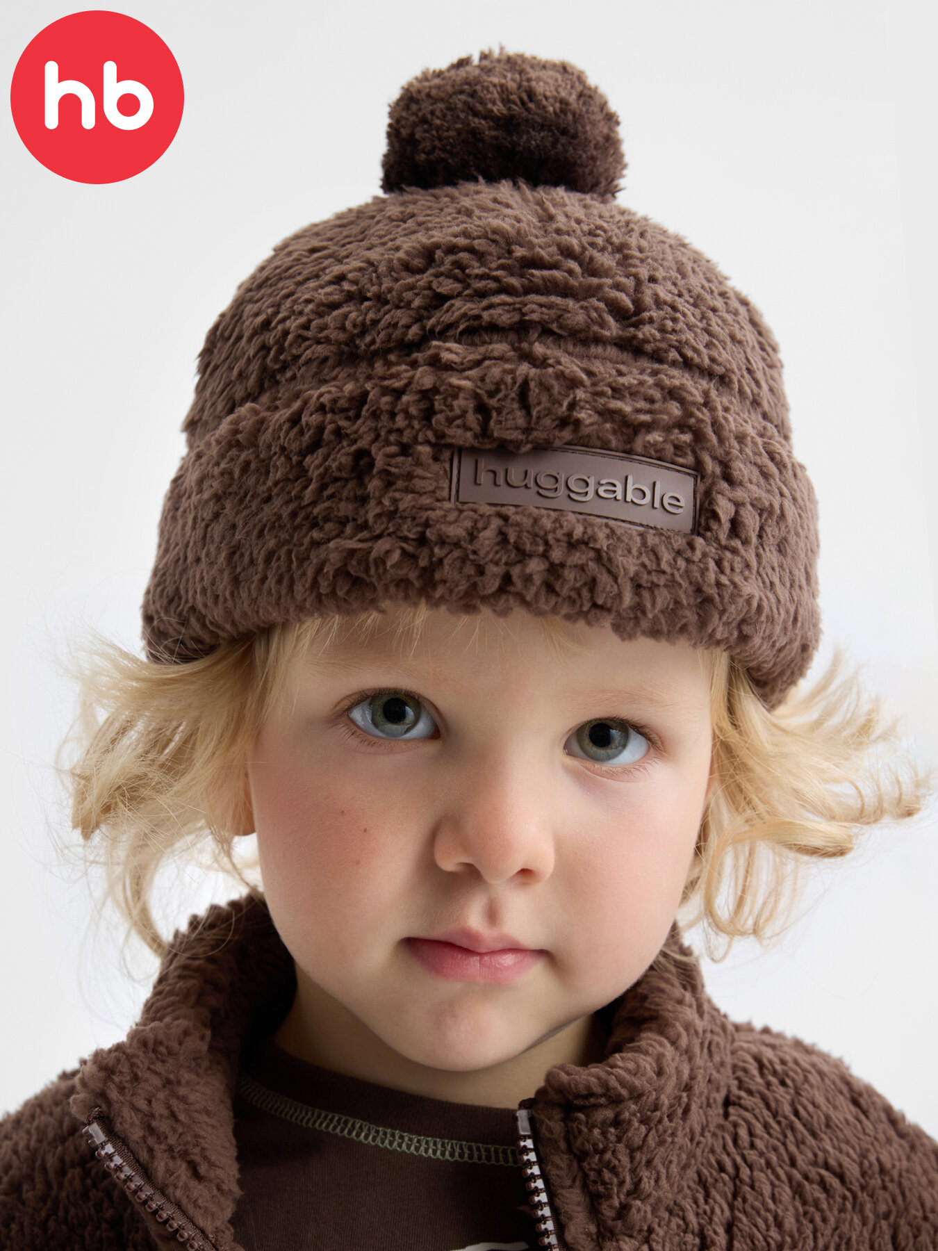 Шапка-бини Happy Baby Осень-зима 2025 для детей размер OneSize коричневый