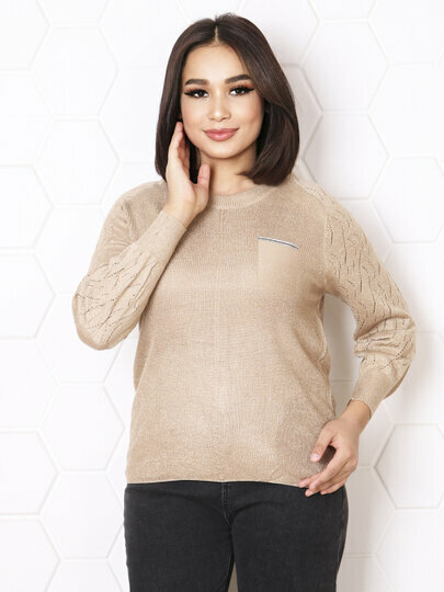 Пуловер размер One Size, , бежевый — фото 1