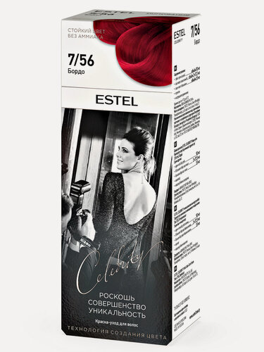 Изображение товара ESTEL Краска-уход CELEBRITY для окрашивания волос без аммиака, 7/56 бордо, 140 мл