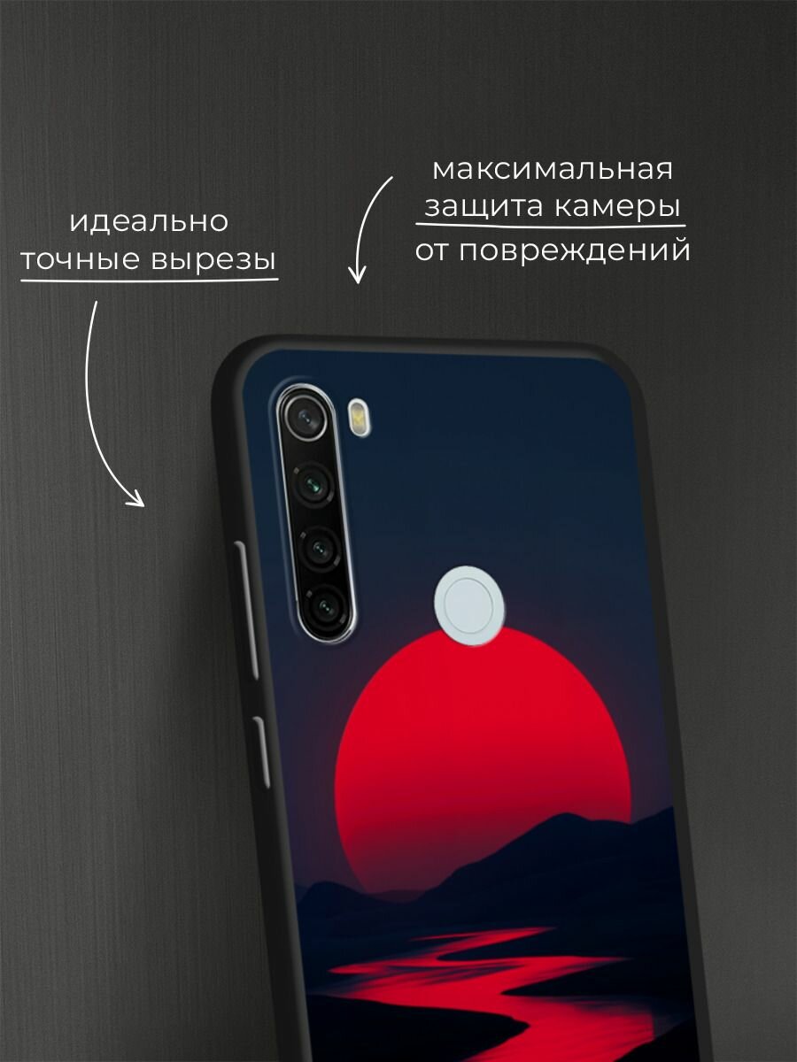 Черный матовый чехол на Xiaomi Redmi Note 8T / Сяоми Редми Нот 8Т с принтом Кровавая лунная дорога — фото 1