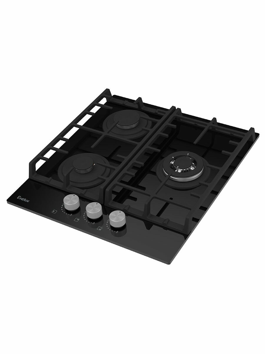 Варочная панель газовая EVELUX HEG 450 BG, черная, официальная гарантия — фото 1