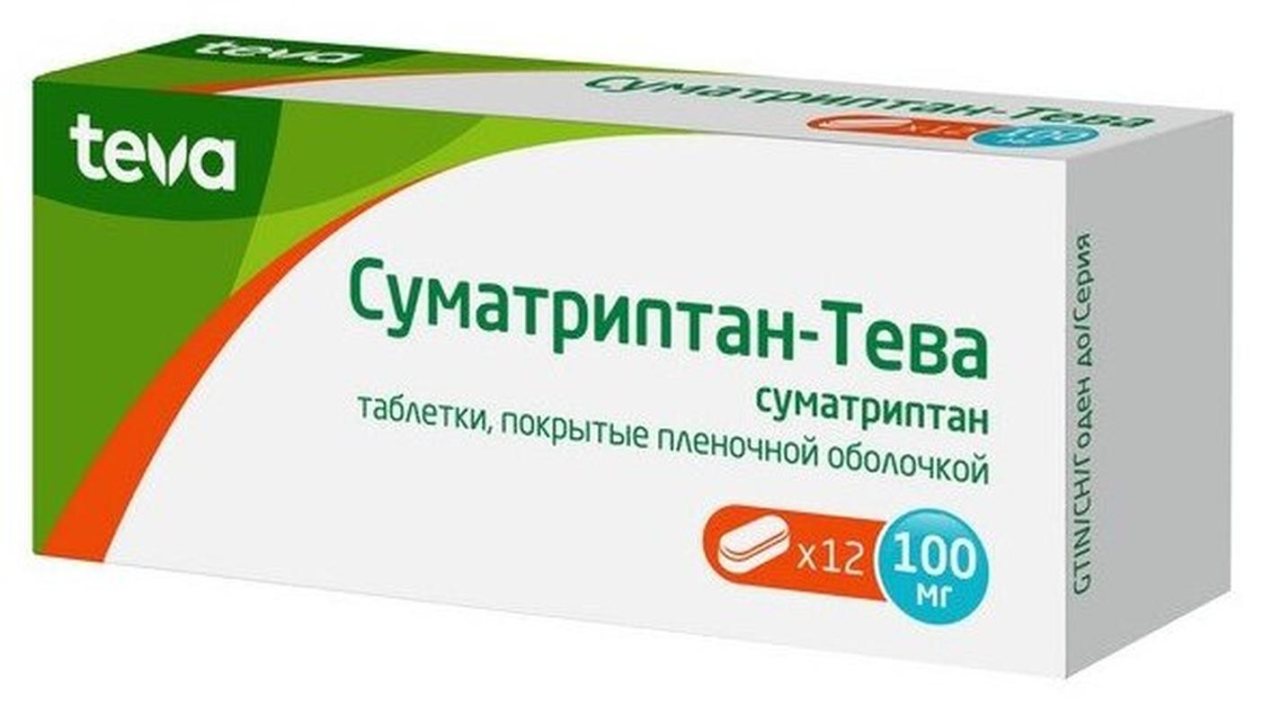 Суматриптан-Тева таб. п/о плен., 100 мг, 12 шт.