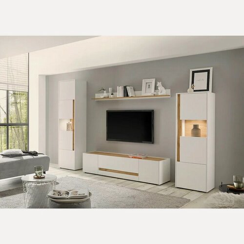 Изображение товара Стенка МебельЛэнд24 Анси-1 Белый 270x45x197 с тумбой с витриной