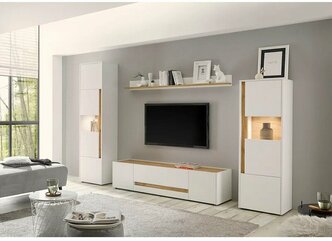 Стенка МебельЛэнд24 Анси-1 Белый 270x45x197 с тумбой с витриной